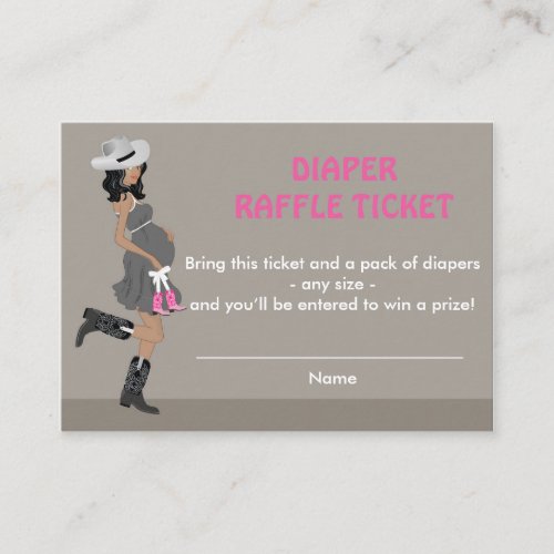 African American Cowgirl Diaper Raffle Tickets Enclosure Card