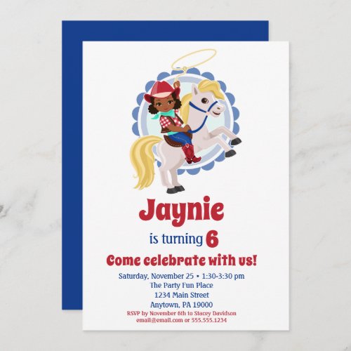 African American Cowgirl Horse Rodeo Birthday Invitation