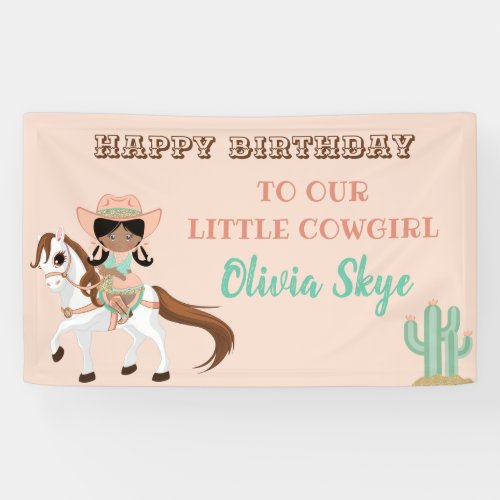 African American Cowgirl on Horse Girls Western Banner