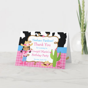 African American Cowgirl Western Birthday Party Letterpress Thank You Card