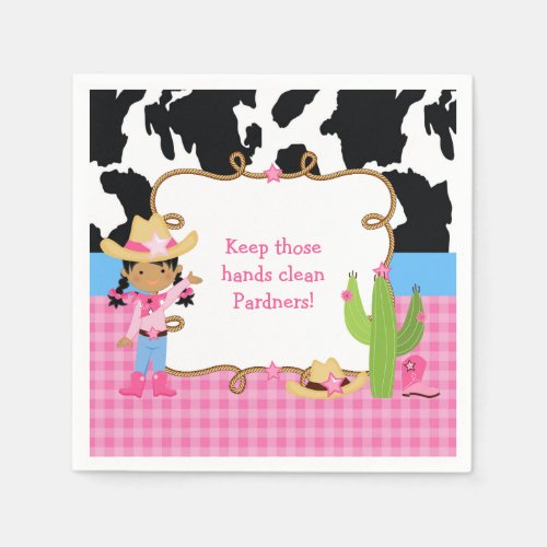 African American Cowgirl Western Birthday Party Napkins