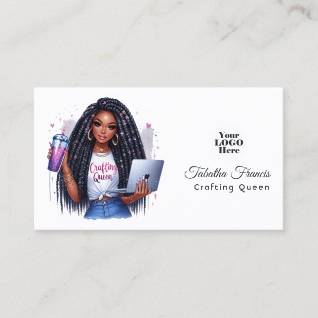 African American Crafting Queen Artful Empowerment Business Card (Front)