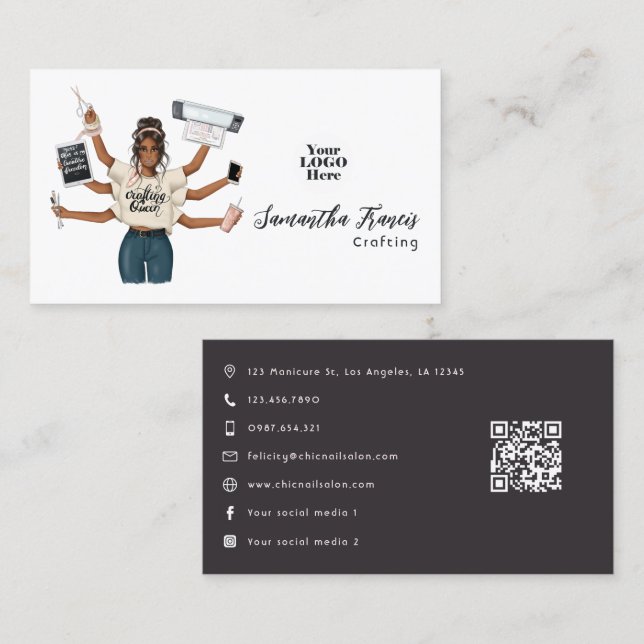 African American Crafting Queen Branding Business Card (Front/Back)