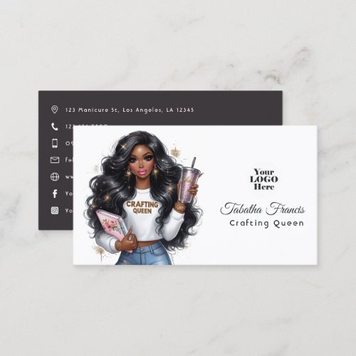 African American Crafting Queen Empowerment Design Business Card