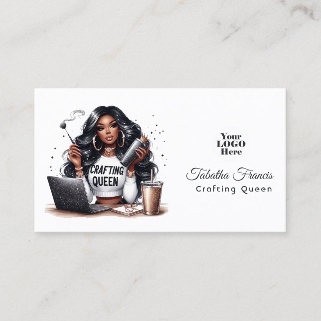 African American Crafting Queen Empowerment Design Business Card (Front)