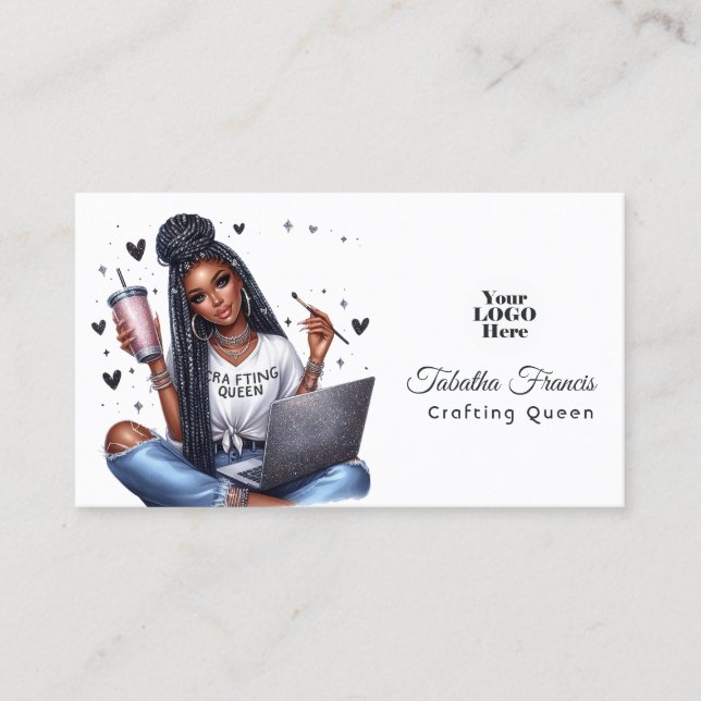 African American Crafting Queen Inspirational  Business Card (Front)