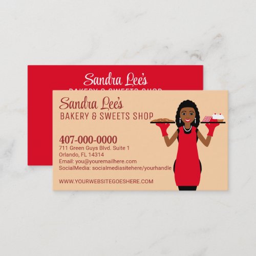 African American Cupcake BakerBakery Template Business Card