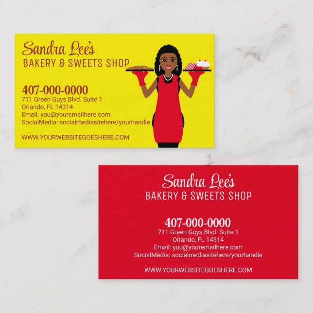 African American Cupcake Baker/Bakery Template Business Card (Front/Back)