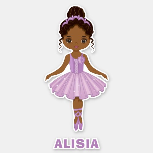 African American Cute Ballerina Girl Vinyl Sticker