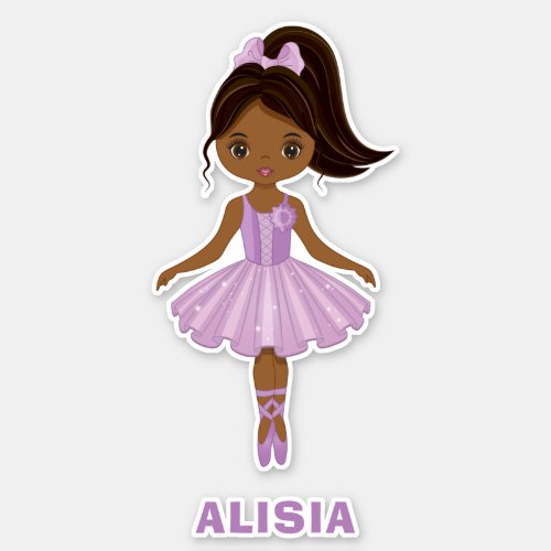 African American Cute Ballerina Girl Vinyl Sticker