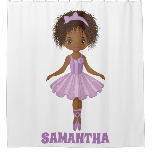  African American Cute Ballerina Shower Curtain
