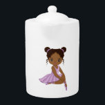 African American Cute Ballerina Tea Pot<br><div class="desc">This Ballerina tea pot is in light and dark purple color. The mug is designed with 3 cute African American ballerinas,  ideal gift for girls for any kind of celebration.</div>