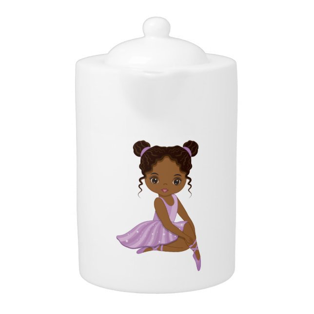 African American Cute Ballerina Tea Pot (Front)