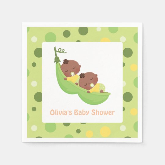 African American Cute Twins Baby Shower Napkins