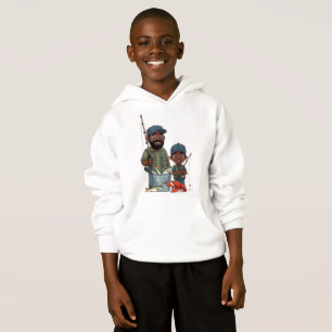 African American Dad and Son Fishing Hoodie