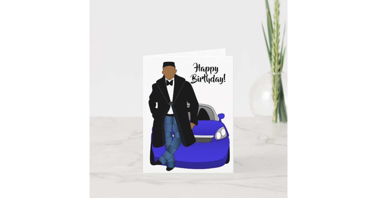 African American Dad Black Coat Happy Birthday Card | Zazzle