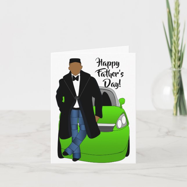 African American Dad Black Coat & Tie Father's Day Card (Front)