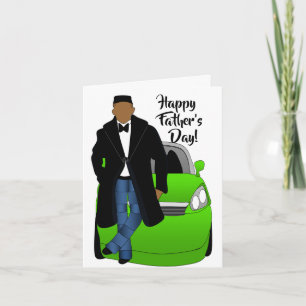 African American Dad Black Coat & Tie Father's Day Card