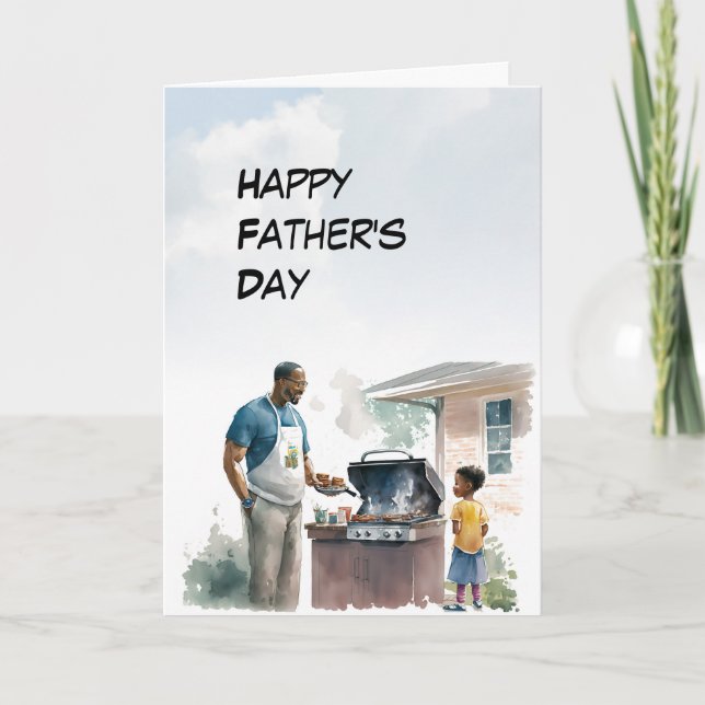 African-American Dad with small Son Father's Day Card (Front)