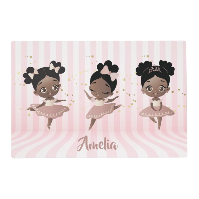 African American Dancing Ballerina Girls Placemat (Front)