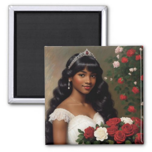 African American Debutante Roses Art Magnet