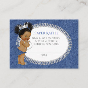 African American Denim & Diamonds Diaper Raffle Enclosure Card