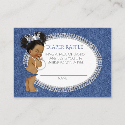 African American Denim  Diamonds Diaper Raffle Enclosure Card