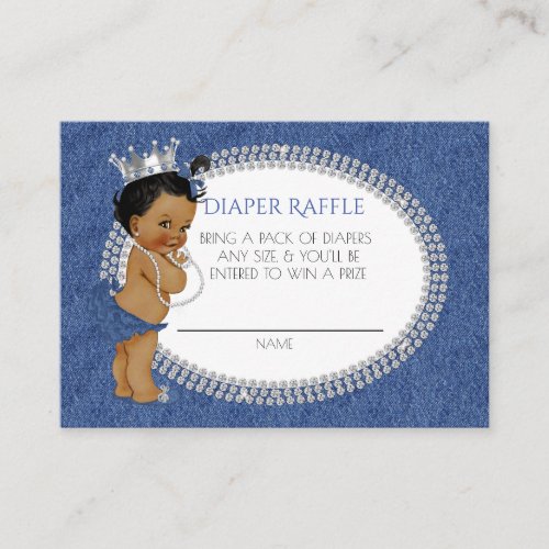 African American Denim  Diamonds Diaper Raffle Enclosure Card