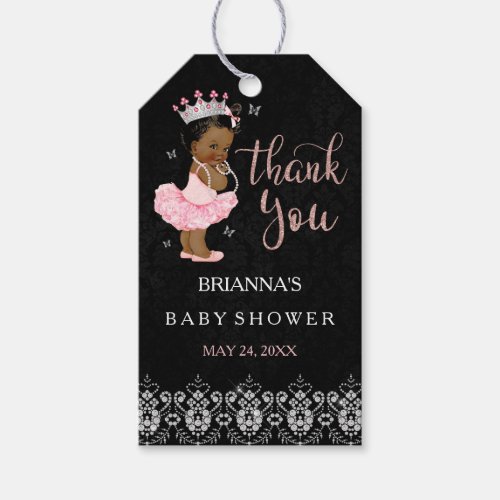 African American Diamond Princess Girl Baby Shower Gift Tags