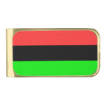 African American Diaspora Flag  Gold Finish Money Clip