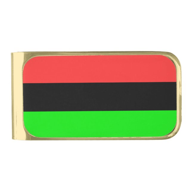 African American Diaspora Flag  Gold Finish Money Clip (Front)