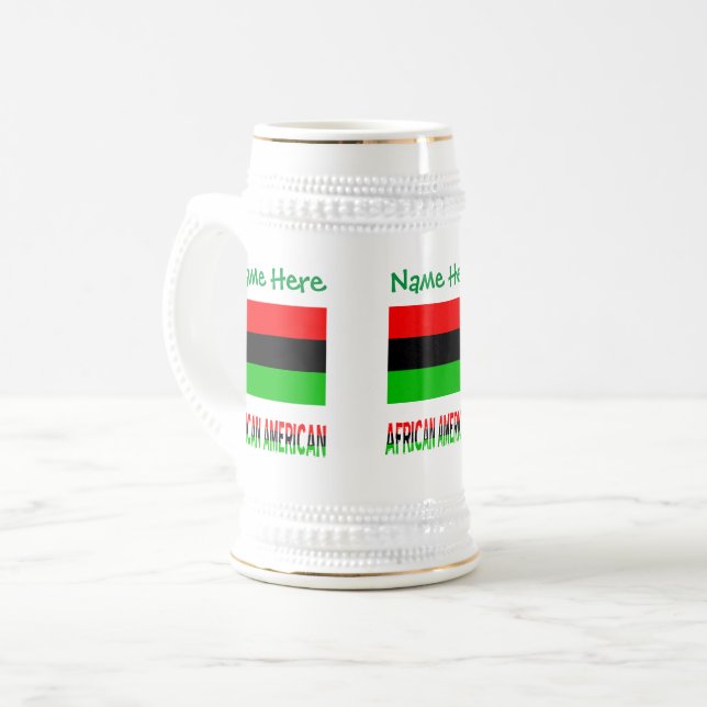 African American / Diaspora Flag Green Personal Beer Stein (Front Left)