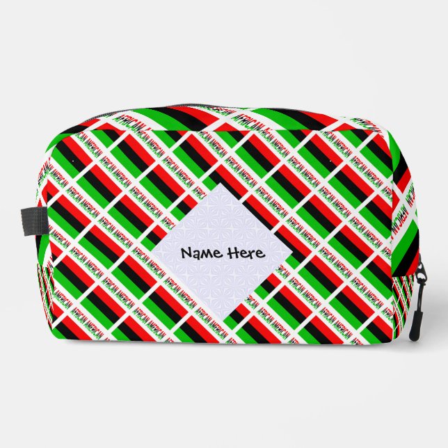 African American Diaspora Flag Green Personalized Dopp Kit (Front)