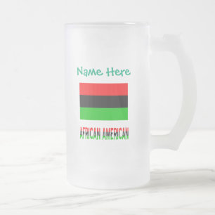 African American Diaspora Flag Green Personalized  Frosted Glass Beer Mug