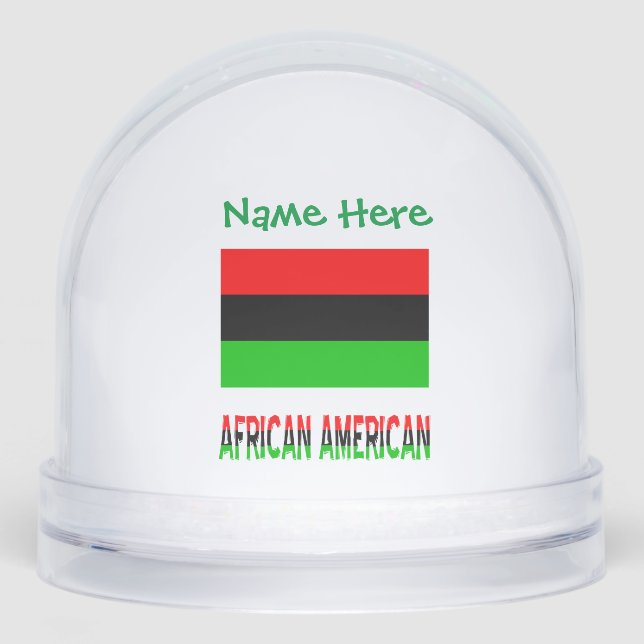 African American Diaspora Flag Green Personalized Snow Globe (Front)