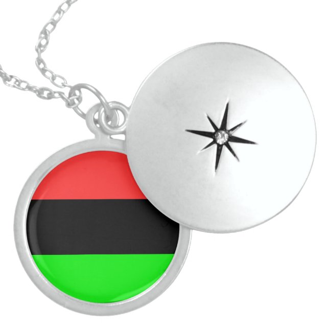 African American Diaspora Flag  Sterling Silver Necklace (Front)