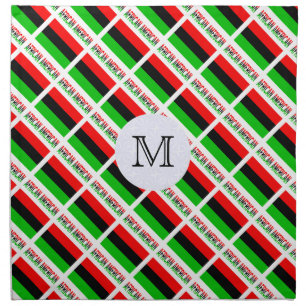 African American Diaspora Flag Tiled Initial Cloth Napkin