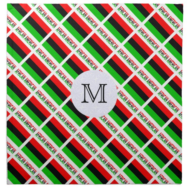 African American Diaspora Flag Tiled Initial Cloth Napkin (Front)