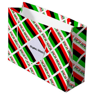 African American Diaspora Flag Tiled Personalized Large Gift Bag