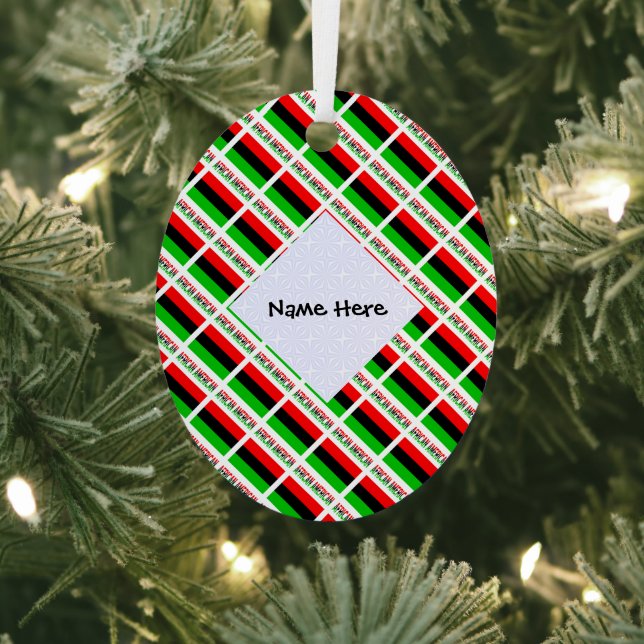 African American Diaspora Flag Tiled Personalized  Metal Ornament (Insitu)