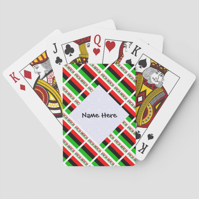 African American Diaspora Flag Tiled Personalized  Poker Cards (Back)