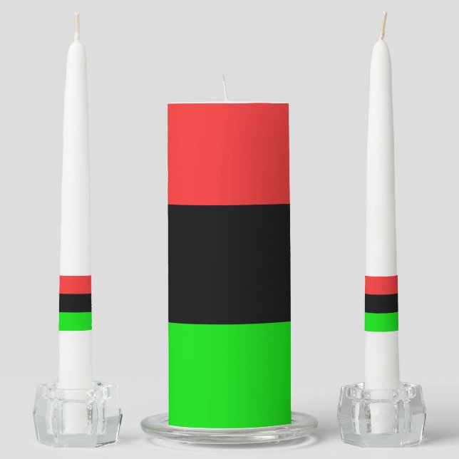 African American Diaspora Flag  Unity Candle Set (Front)