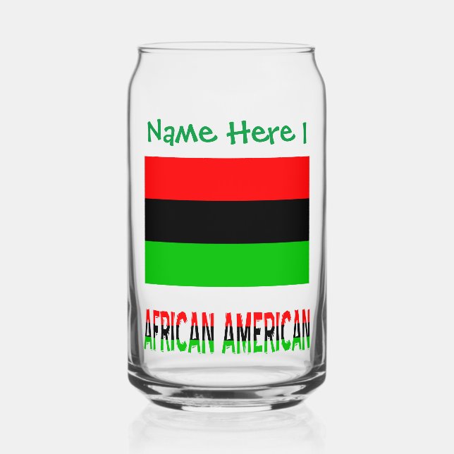African American Diaspora Green Personalization  Can Glass (Front)