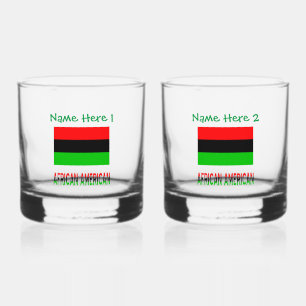 African American Diaspora Green Personalization  Whiskey Glass