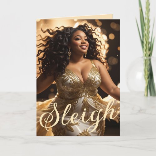 African American Diva Holiday Glamour Christmas Card