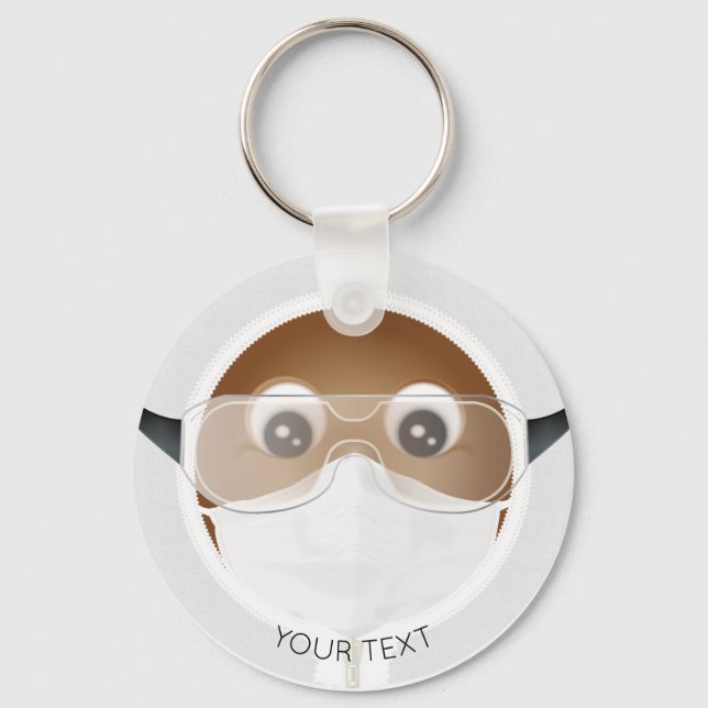 African American Doctor Emoji Keychain (Front)