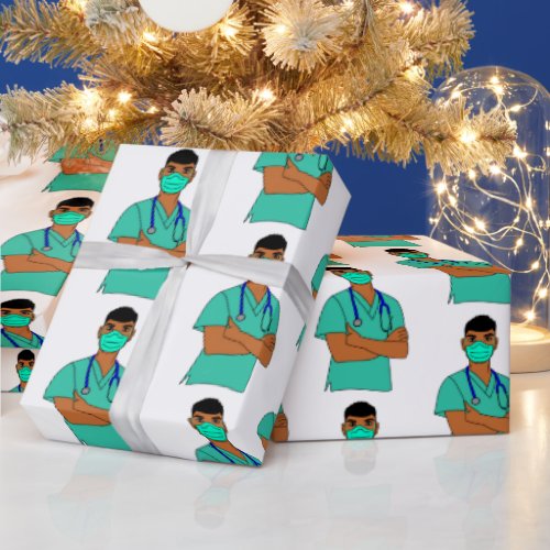 African American Doctor Male Black Man Afro Wrapping Paper