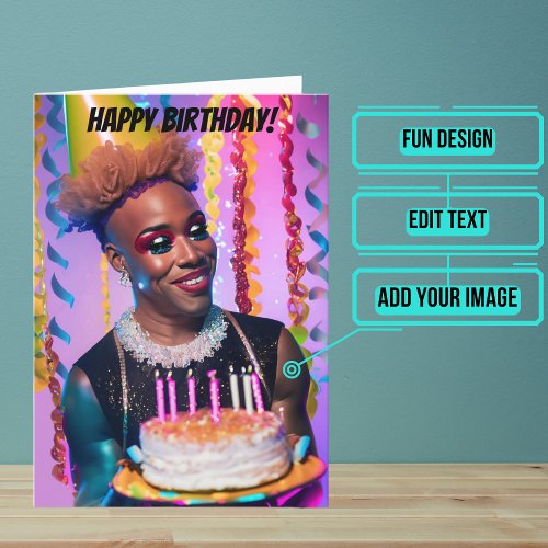 African American Drag Queen Funny Birthday Card