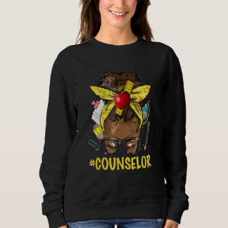 African American Educate Counselor Messy Bun Afro Sweatshirt