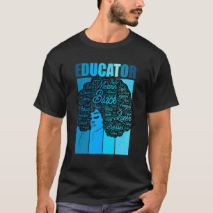 African American Educator Teacher Words In Afro T-Shirt